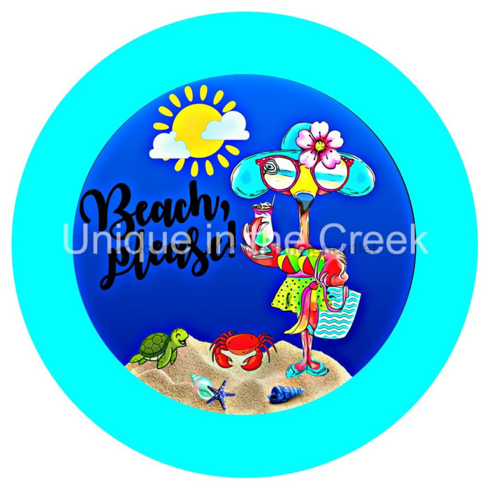 VINYL DECAL | BEACH PLEASE | FLAMINGO | SUMMER - Unique in the Creek LTD