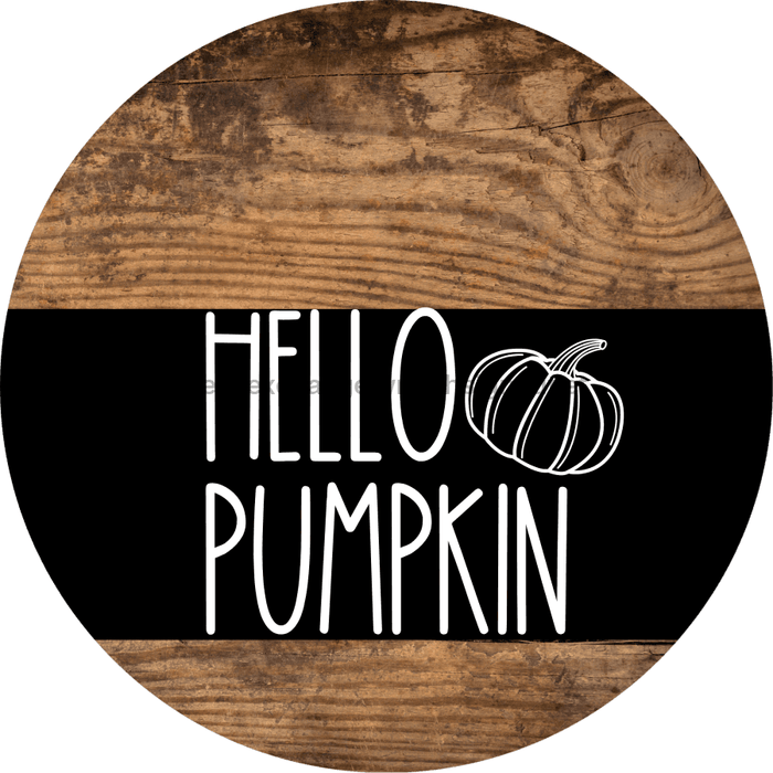 Wreath Sign Black And White Fall Hello Pumpkin Decoe-2348 For Round vinyl