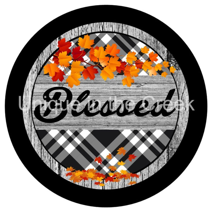 VINYL DECAL | BLESSED | CHECK | LEAVES | AUTUMN | FALL - Unique in the Creek LTD