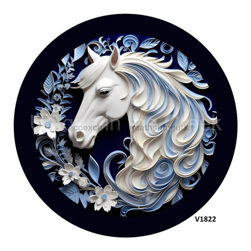 VINYL DECAL | BLUE/WHITE HORSE | 3D - Unique in the Creek LTD