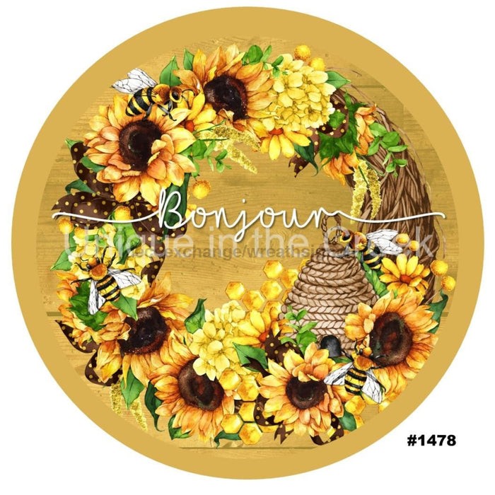 VINYL DECAL | BONJOUR | SUNFLOWERS | FRENCH | SUMMER | SPRING - Unique in the Creek LTD