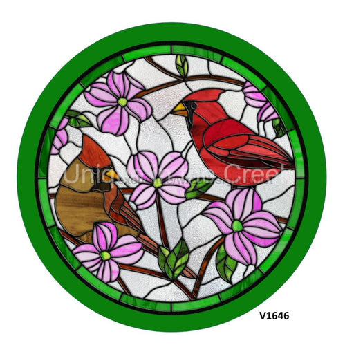 VINYL DECAL | CARDINALS / FLOWERS | STAINED GLASS LOOK | SPRING | EVERYDAY - Unique in the Creek LTD
