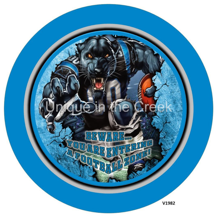 Vinyl Decal | CAROL. Football | BLUE/BLACK/SILVER | Beware...you are entering a football zone | Sports - Unique in the Creek LTD