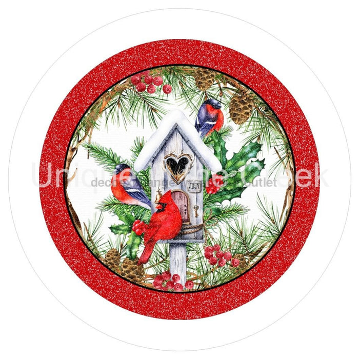 VINYL DECAL | CHRISTMAS BIRDHOUSE | CARDINALS | WINTER | CHRISTMAS - Unique in the Creek LTD