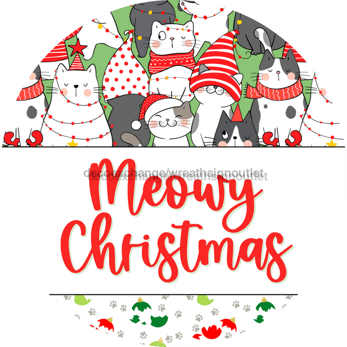 Wreath Sign Christmas Wreath Sign Cat Decoe-2396 For Round vinyl