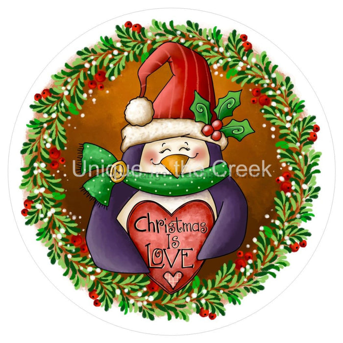 VINYL DECAL | CHRISTMAS IS LOVE | PENGUIN | CHRISTMAS - Unique in the Creek LTD