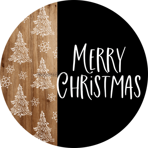 Wreath Sign Christmas Wreath Sign Merry Black And White Decoe-2405 For Round vinyl