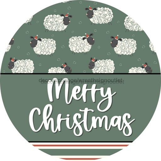 Wreath Sign Christmas Wreath Sign Merry Sheep Decoe-2378 For Round vinyl