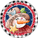 Wreath Sign, Christmas Sign, Red and White Joy Snowman, 10" Round, Metal Sign, DECOE-130, DecoExchange, Sign For Wreath - DecoExchange