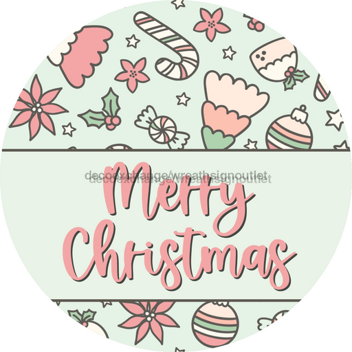 Wreath Sign Christmas Wreath Sign Vintage Candy Decoe-2389 For Round vinyl