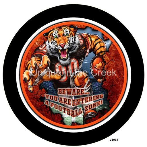 VINYL DECAL | CIN Football | BLACK/ORANGE | Beware...you are entering a football zone - Unique in the Creek LTD
