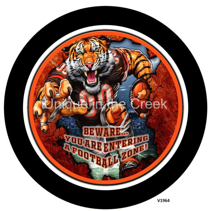 VINYL DECAL | CIN Football | BLACK/ORANGE | Beware...you are entering a football zone - Unique in the Creek LTD