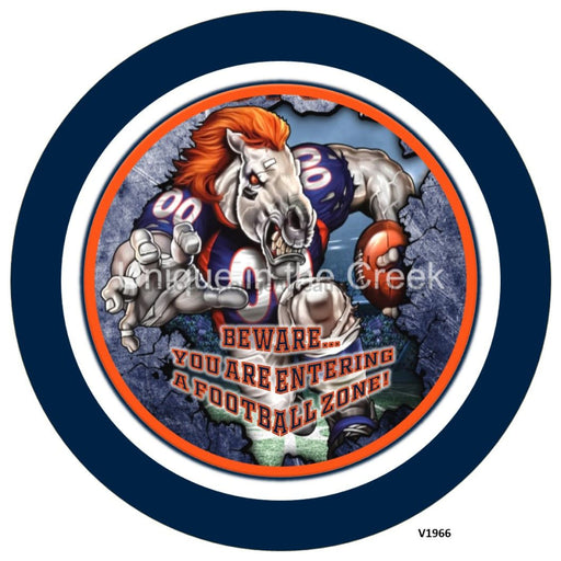 VINYL DECAL | DEN Football | NAVY/ORANGE | Beware...you are entering a football zone - Unique in the Creek LTD