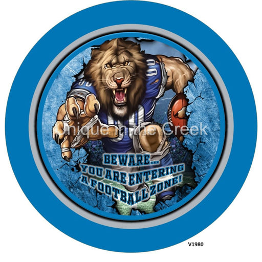 Vinyl Decal | DET Football | LT. BLUE/SILVER/BLACK/WHITE | Beware...you are entering a football zone | Sports - Unique in the Creek LTD