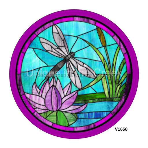 VINYL DECAL | DRAGONFLY | LILY PAD / CATTAIL | STAINED GLASS LOOK | SPRING | EVERDAY - Unique in the Creek LTD