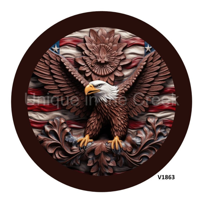 VINYL DECAL | EAGLE | WOOD CARVING | PARIOTIC | AMERICAN FLAG - Unique in the Creek LTD