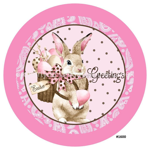 Vinyl Decal | Easter Greetings | Bunny Rabbit | Basket of Eggs | Easter - Unique in the Creek LTD