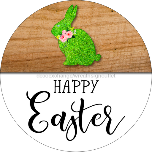 Vinyl Decal, Easter Sign, Happy Easter, 10" Round Metal Sign VINYL-DECOE-433, Sign For Wreath, DecoExchange - DecoExchange