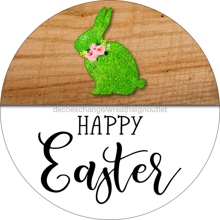 Vinyl Decal, Easter Sign, Happy Easter, 10" Round Metal Sign VINYL-DECOE-433, Sign For Wreath, DecoExchange - DecoExchange