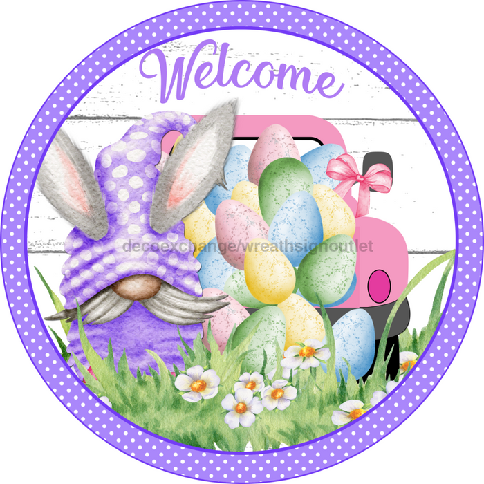 Vinyl Decal, Easter Truck Sign, Spring Sign, 10" Round Metal Sign VINYL-DECOE-272, Sign For Wreath, DecoExchange - DecoExchange