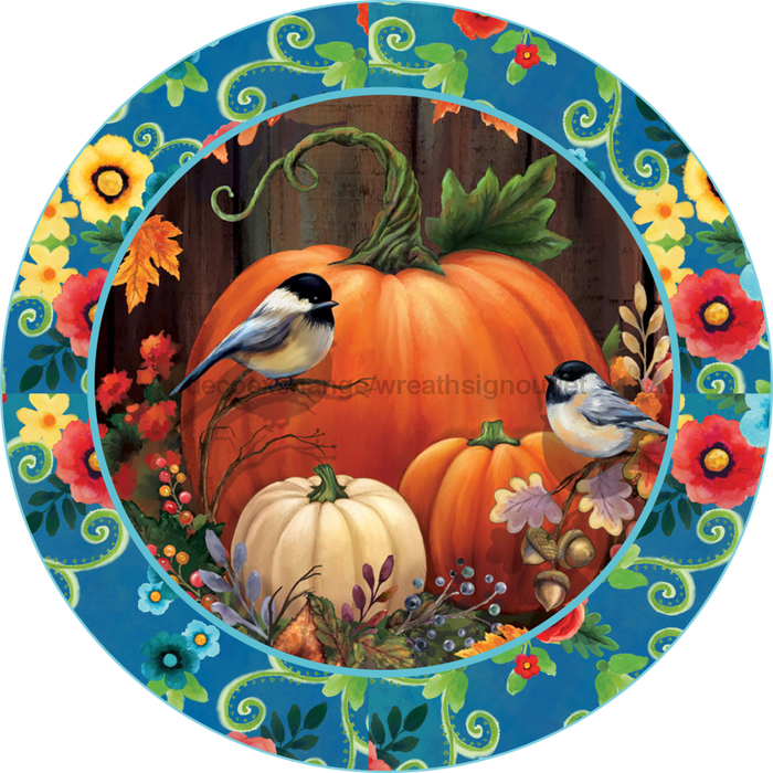 Wreath Sign, Fall Sign, Pumpkin Sign, 10" Round, Metal Sign, DECOE-112, DecoExchange, Sign For Wreath - DecoExchange