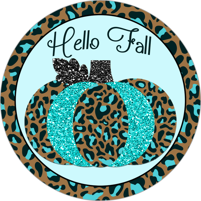 Wreath Sign, Fall Sign, Pumpkin Sign, 10" Round Metal Sign DECOE-666, DecoExchange, Sign For Wreath - DecoExchange