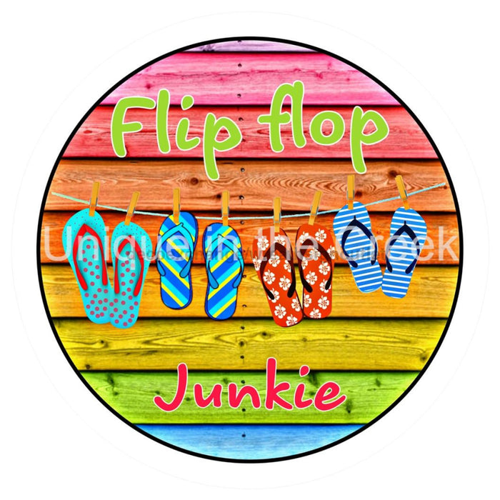 VINYL DECAL | FLIP FLOP JUNKIE | BEACH | SUMMER - Unique in the Creek LTD