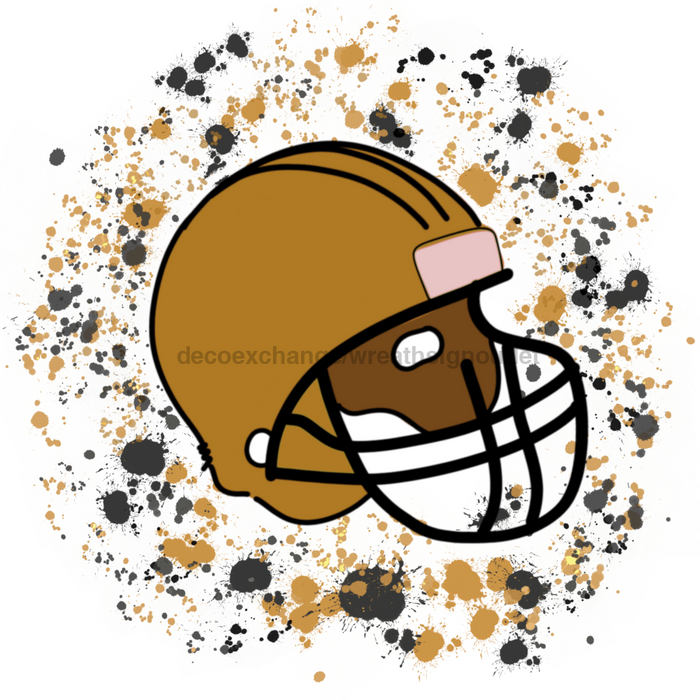 Wreath Sign, Football Sign, Black and Gold Football, Sports Sign, 10" Round Metal Sign DECOE-731, Sign For Wreath, DecoExchange - DecoExchange