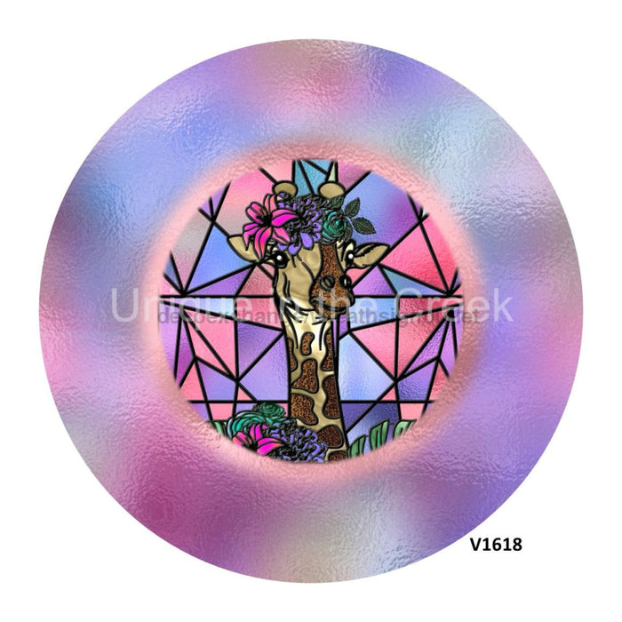 VINYL DECAL | GIRAFFE / FLORALS | STAINED GLASS LOOK | EVERYDAY - Unique in the Creek LTD