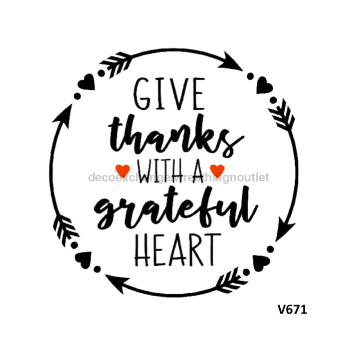 Vinyl Decal | Give Thanks With a Grateful Heart | Thanksgiving | Autumn | Fall 10.5’’ Vinyl Round 10.5’’ Vinyl Round