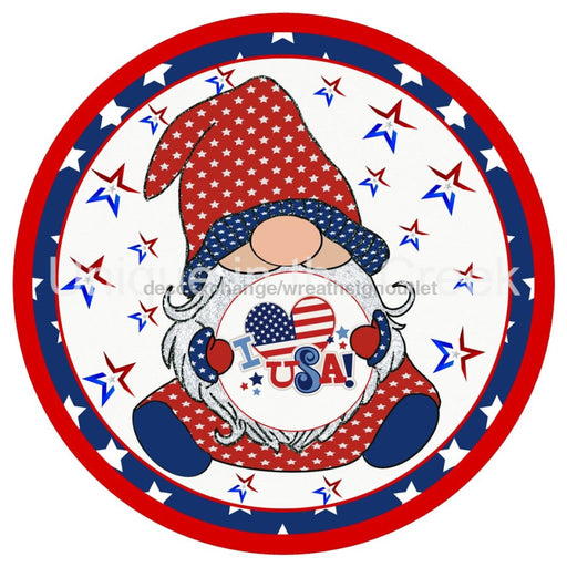VINYL DECAL | GNOME | I LOVE USA | RED WHITE & BLUE | PATRIOTIC - Unique in the Creek LTD