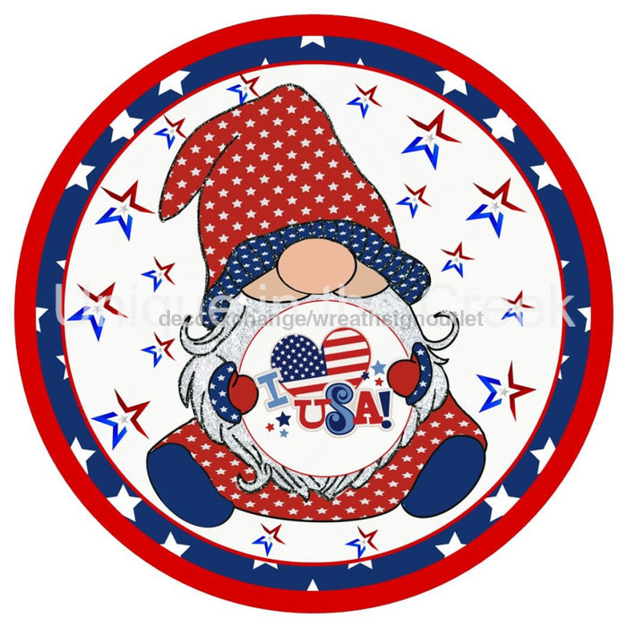 VINYL DECAL | GNOME | I LOVE USA | RED WHITE & BLUE | PATRIOTIC - Unique in the Creek LTD