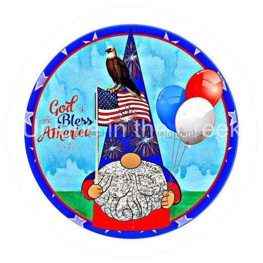 VINYL DECAL | GOD BLESS AMERICA | RED WHITE & BLUE | GNOME |EAGLE | USA | PATRIOTIC - Unique in the Creek LTD
