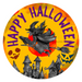 Wreath Sign, Halloween Happy Halloween Witch 10" Round Metal Sign DECOE-156, Sign For Wreath, DecoExchange - DecoExchange