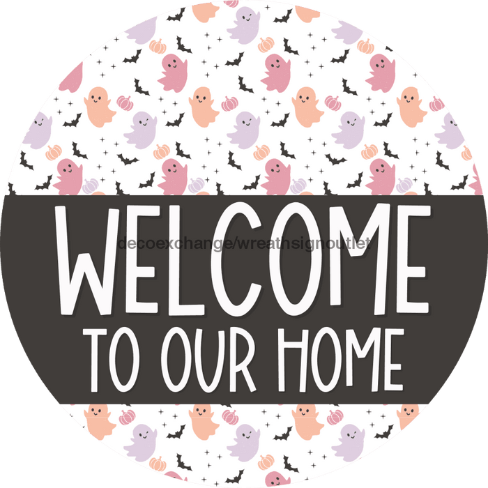 Wreath Sign Halloween Wreath Sign Welcome Decoe-2403 For Round vinyl