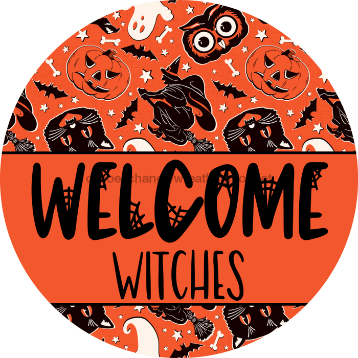 Wreath Sign Halloween Wreath Sign Welcome Witches Decoe-2375 For Round vinyl