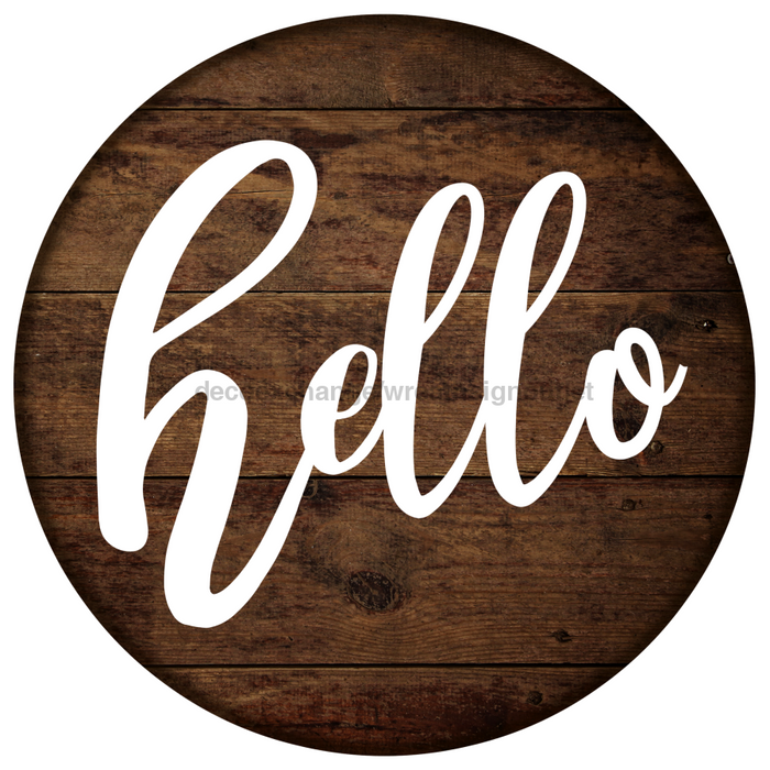 Wreath Sign, Hello 10" Round Metal Sign DECOE-217DecoExchange, Sign For Wreath - DecoExchange