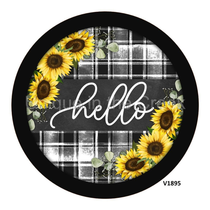 VINYL DECAL | HELLO | SUNFLOWER | PLAID | FALL - Unique in the Creek LTD