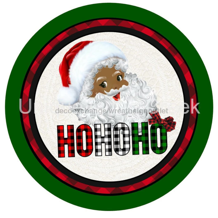 VINYL DECAL | HO HO HO | CHECK | RED WHITE & GREEN | BLACK SANTA | CHRISTMAS - Unique in the Creek LTD