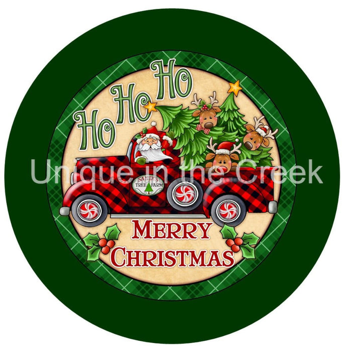 VINYL DECAL | HO HO HO | MERRY CHRISTMAS | TREE TRUCK | CHECK | CHRISTMAS - Unique in the Creek LTD