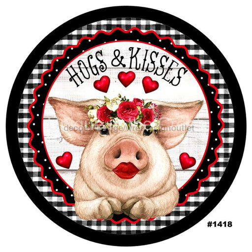 Vinyl Decal | HOGS AND KISSES | PIG | FARMHOUSE | ANIMALS | VALENTINES - Unique in the Creek LTD