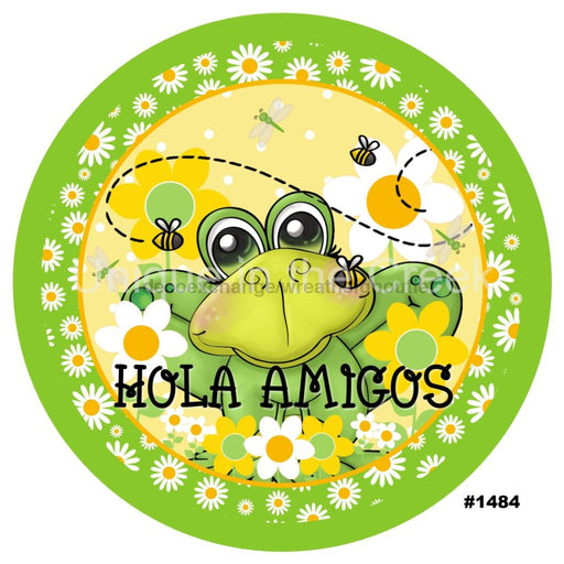 VINYL DECAL | HOLA AMIGOS | FROG | SPANISH | SUMMER | SPRING - Unique in the Creek LTD