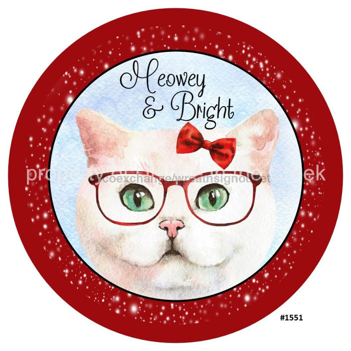 Vinyl Decal | Meowey and Bright | Cat in Glasses | Christmas - Unique in the Creek LTD