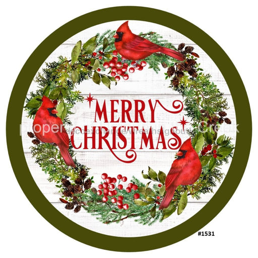 Vinyl Decal | Merry Christmas | Cardinals | Greenery | Christmas - Unique in the Creek LTD