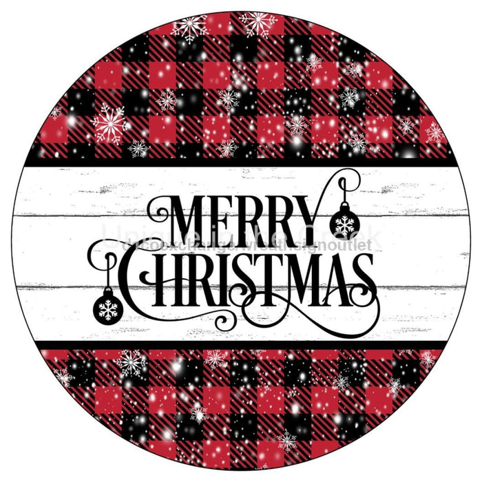 VINYL DECAL | MERRY CHRISTMAS | RED & BLACK | BUFFALO CHECK | V1366 - Unique in the Creek LTD