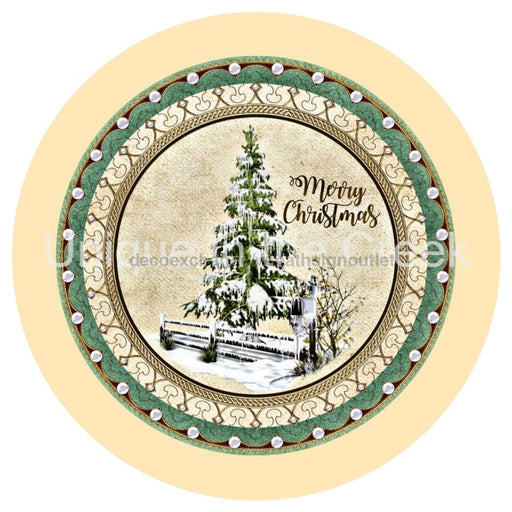 VINYL DECAL | MERRY CHRISTMAS | SNOW | RUSTIC FENCE & TREE | ELEGANT | WINTER - Unique in the Creek LTD