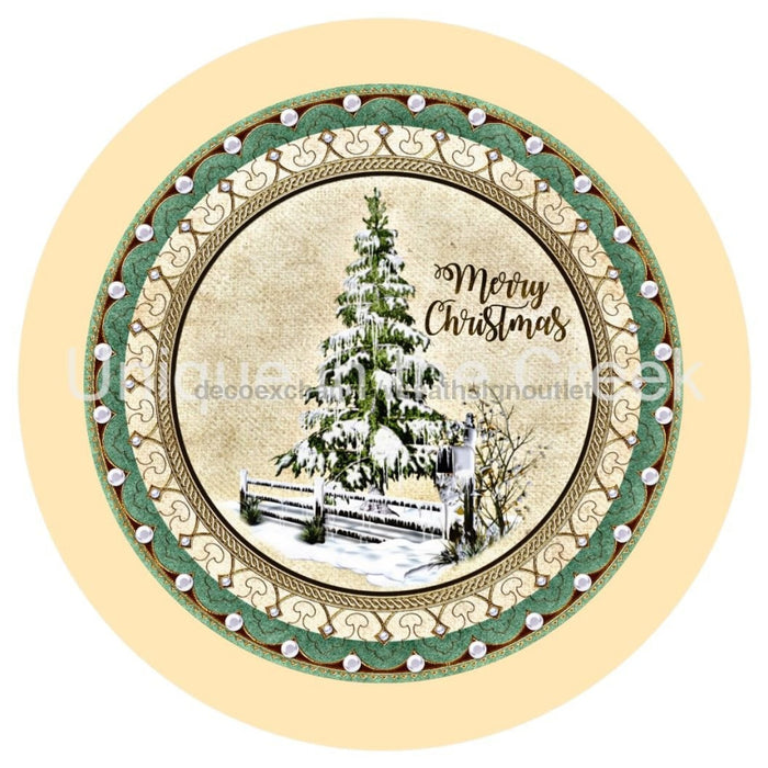 VINYL DECAL | MERRY CHRISTMAS | SNOW | RUSTIC FENCE & TREE | ELEGANT | WINTER - Unique in the Creek LTD