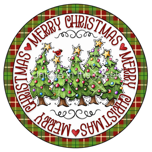 VINYL DECAL | MERRY CHRISTMAS | TREES | BUFFALO CHECK | RED & GREEN | CHRISTMAS - Unique in the Creek LTD
