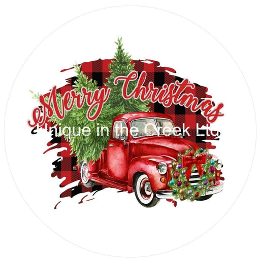 Vinyl Decal | Merry Christmas Truck | Buffalo Check | Christmas | Winter - Unique in the Creek LTD