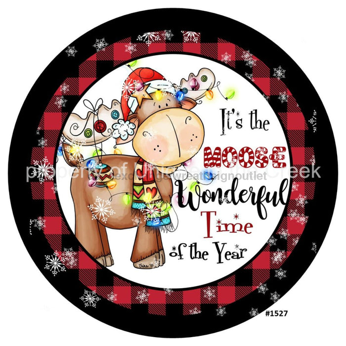 Vinyl Decal | Moose Wonderful Time of the Year | Check | Christmas - Unique in the Creek LTD
